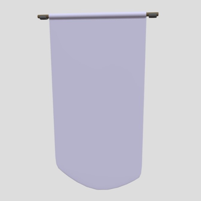 A model of a banner hanging on a rod