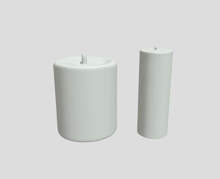 A model of two unmelted candlesticks