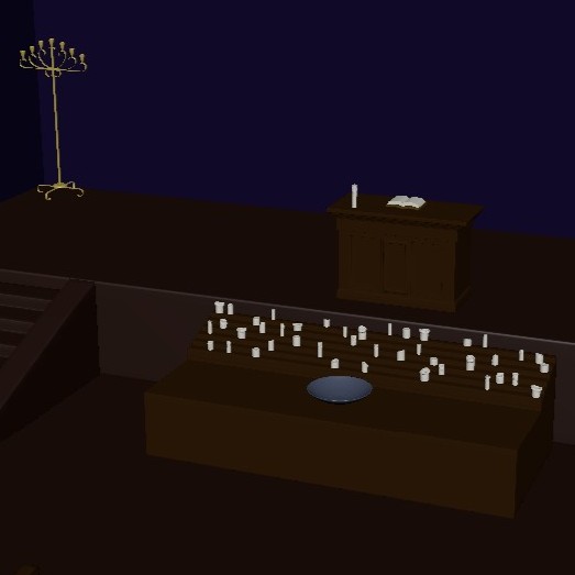 A modeled scene of a church