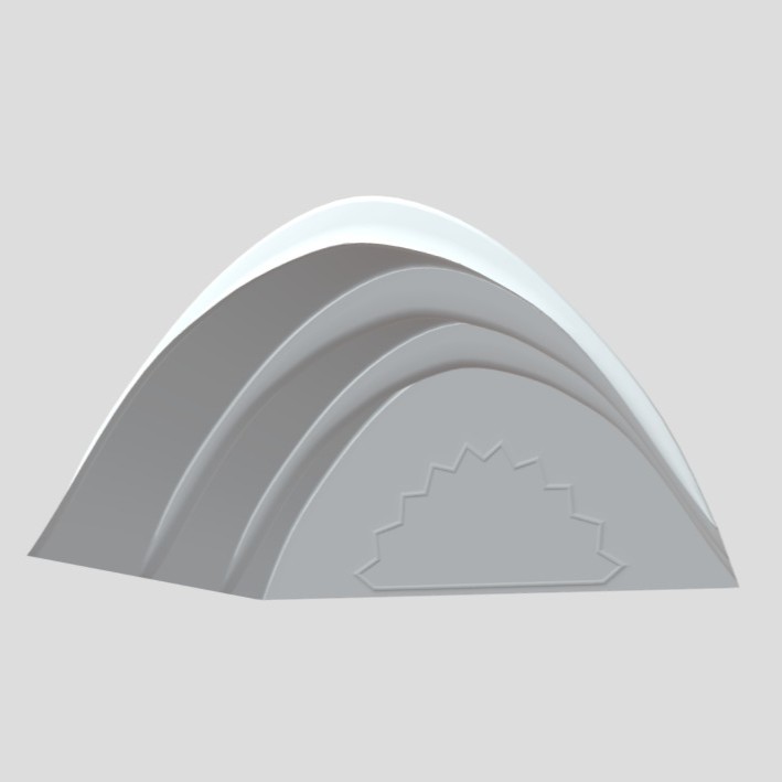 A model of an arched ceiling with a decorative window