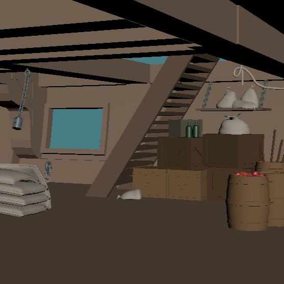 A modeled scene of a ship cabin